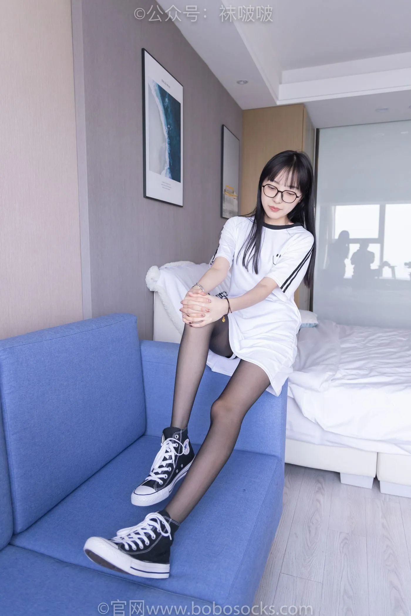 [BoBoSocks袜啵啵]NO.067 稚予-匡威帆布鞋、黑丝 [125P]插图6